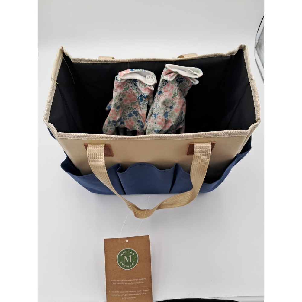 Martha Stewart Garden Tote With 2 Pairs Of Polyester Gloves-NWT - Picture 11 of 12